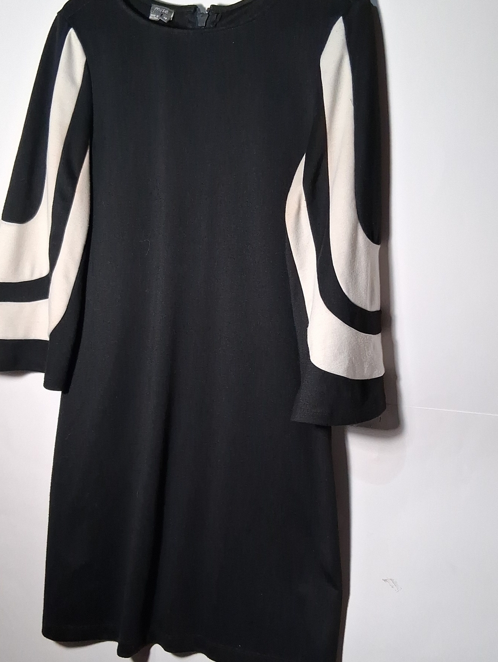 Muse Black Dress with Cream Sleeve Panels